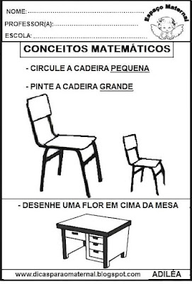 Conceitos matemáticos educação infantil,dia da escola