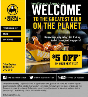 Free Printable Buffalo Wild Wings Coupons