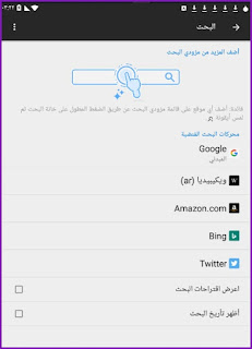 اعدادات البحث متصفح تور