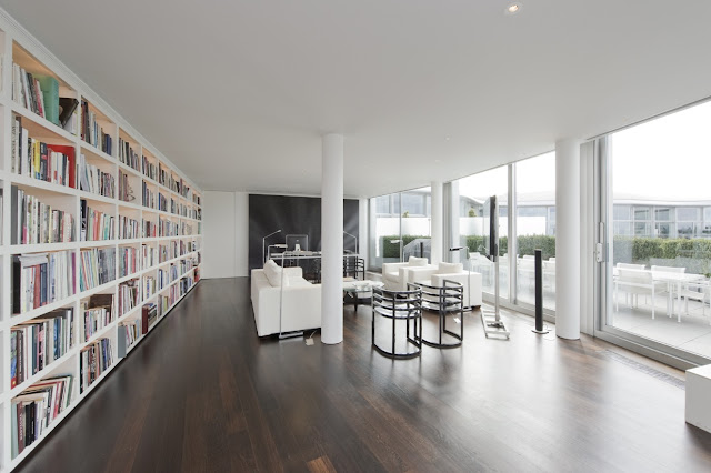 Picture of private large modern library in the London penthouse