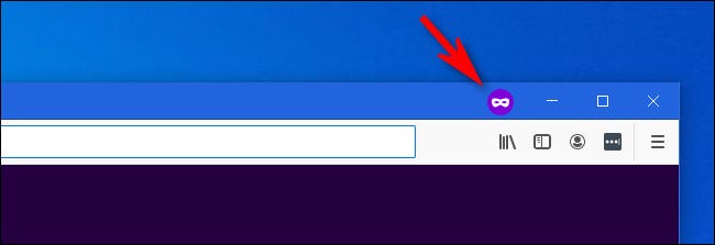 شعار قناع التصفح الخاص في Firefox في نظام التشغيل Windows 10.