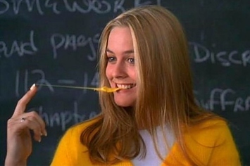 Alicia Silverstone as Cher Horowitz urging us to party with the Haiti-ans 20 years ago in CLUELESS, a contemporary re-telling of Jane Austen's "Emma"