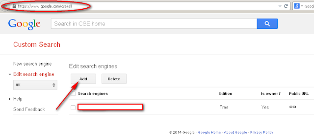 Create Google Custom Search Engine widget code