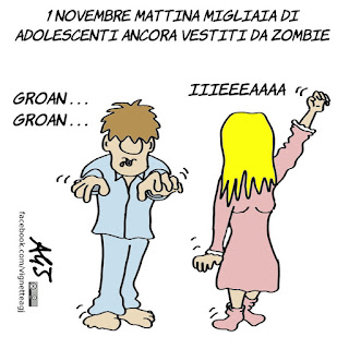 1 novembre, halloween, zombie, umorismo, vignetta