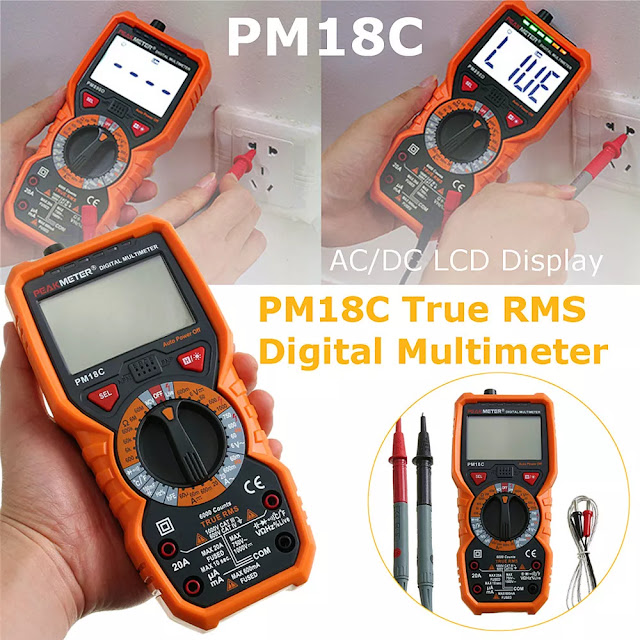 PM18C True RMS Digital Multimeter AC/DC LCD Display Multimeter