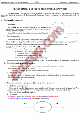 Cours Thermochimie Complet SMPC S1