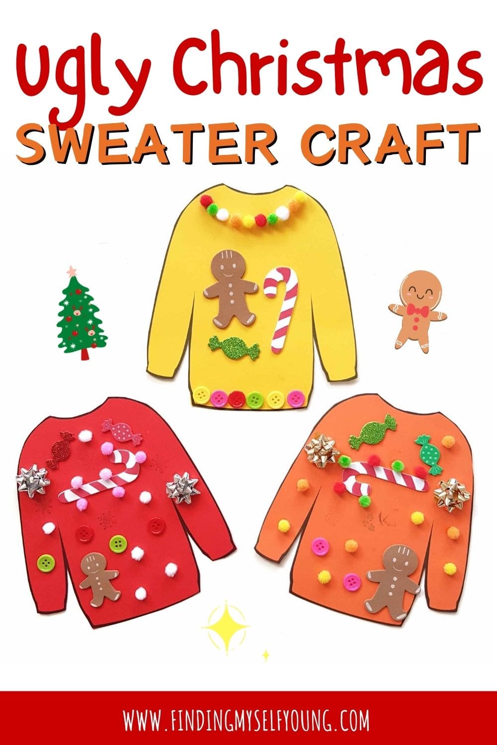 ugly Christmas sweater collage craft for kids.