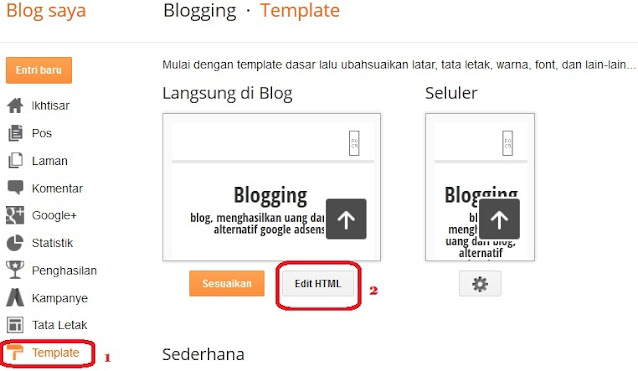 cara memasang iklan revenuehits di blogger