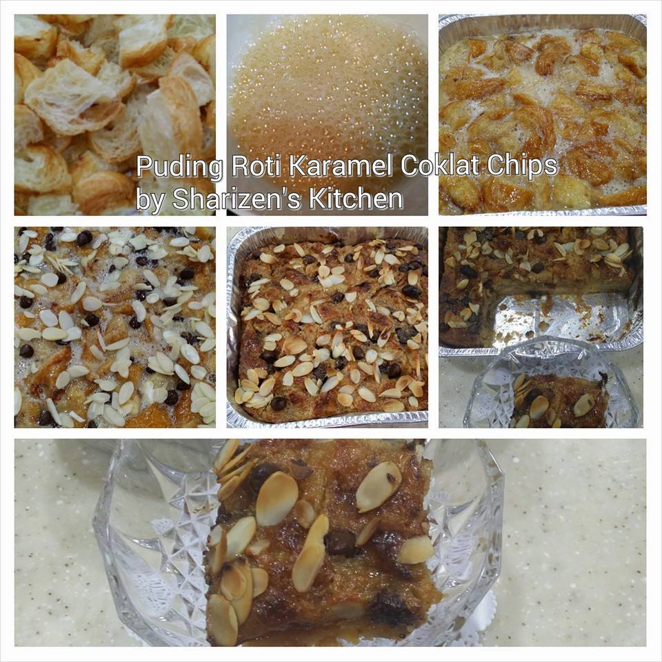 Sharizen Kitchen: PUDING ROTI KARAMEL COKLAT CHIPS