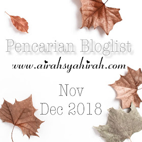 Pencarian Bloglist December 2018 oleh Airah Syahirah, Segmen Bloglist, Blog, Blogger, 