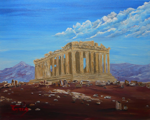  Parthenon - Original Acrylic Painting on canvas Panel