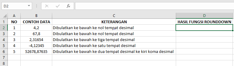 Fungsi ROUNDDOWN pada Microsoft Excel dan Pengaplikasiannya