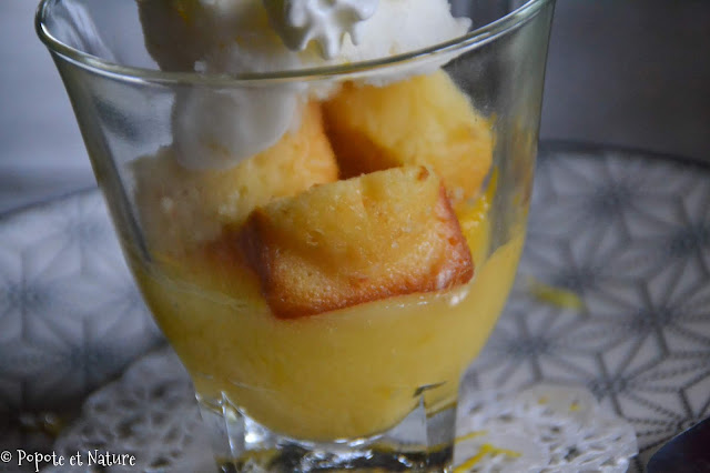 Verrines gourmandes au lemon curd, limoncello, mini quatre quart et glace citron © Popote et Nature