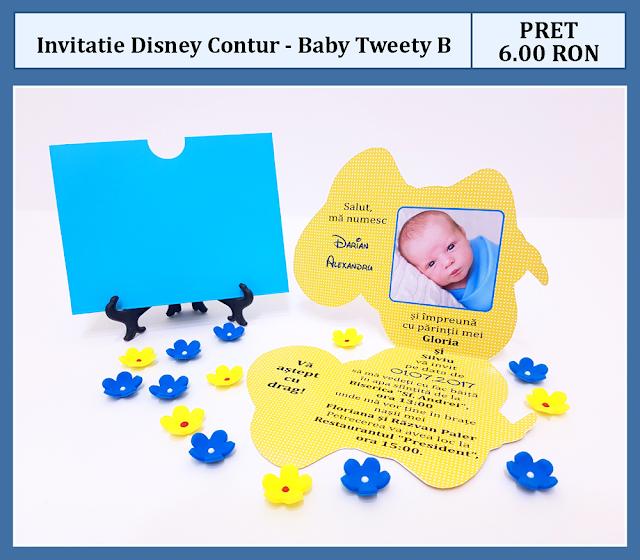 invitatii botez contur Tweety