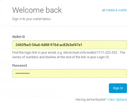 Blockchain wallet login