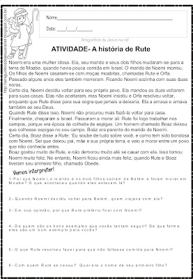 Atividade de interpretação sobre Rute