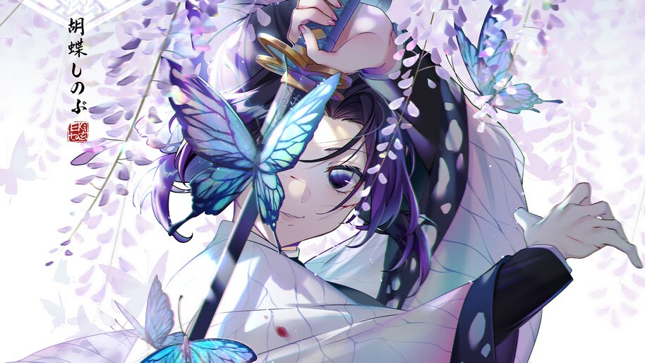 Shinobu Kocho, Butterflies, Kimetsu no Yaiba, Katana, 4K ...