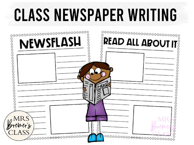 Class Newspaper writing activity for daily, weekly, or monthly class news and special events for First Grade and Second Grade