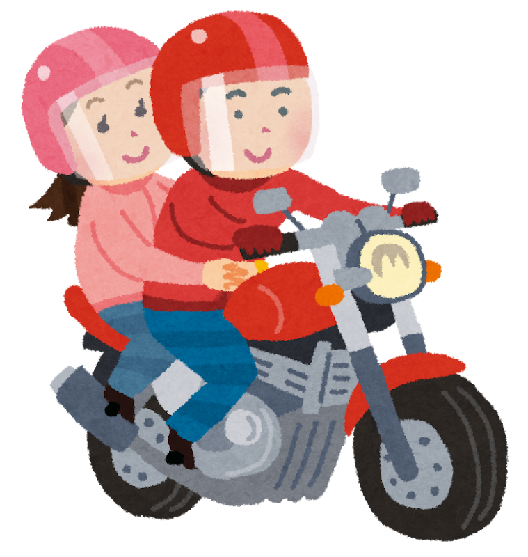 バイクに二人乗りをしているカップルのイラスト かわいいフリー素材集 いらすとや