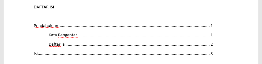 daftar isi bertingkat ms word