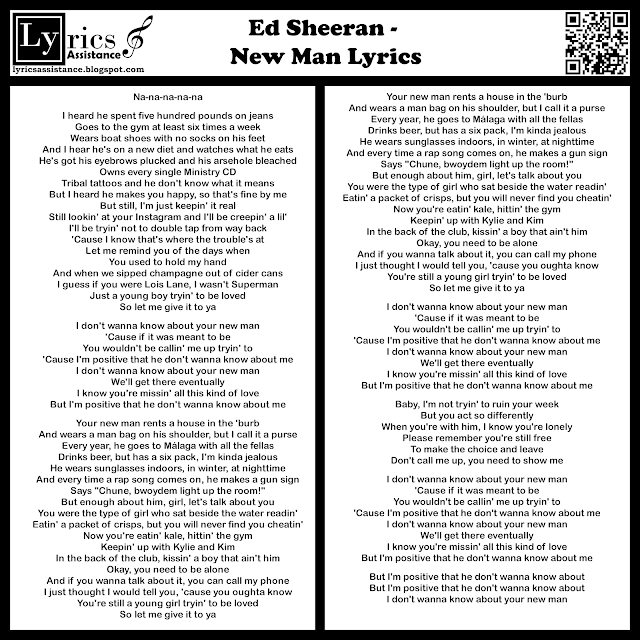 Ed Sheeran - New Man Lyrics | lyricsassistance.blogspot.com