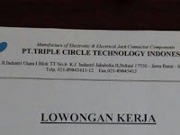 Lowongan Kerja Staff QC di Bekasi PT Triple Circle Technology Indonesia