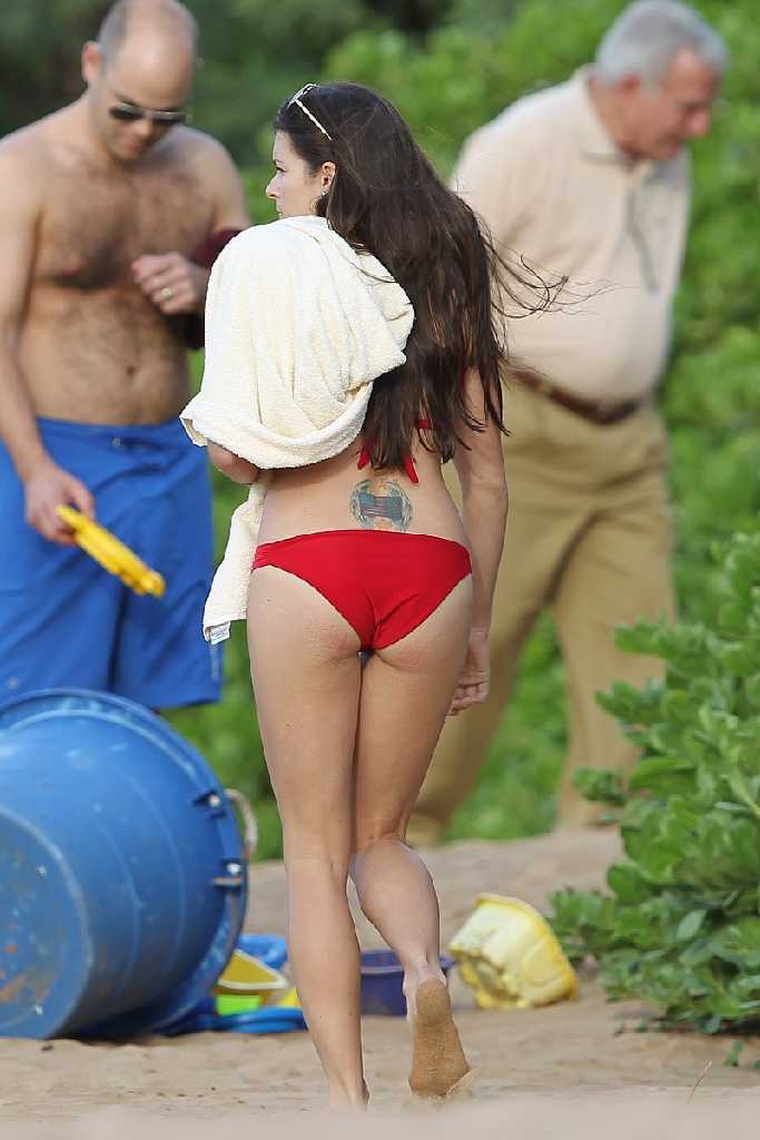 Danica Patrick's Red Bikini Candids with Hotness Tattoo in Hawaiian Beach