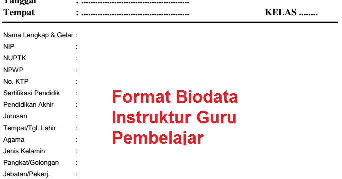 Contoh Format Biodata Instruktur Guru Pembelajar - Info 