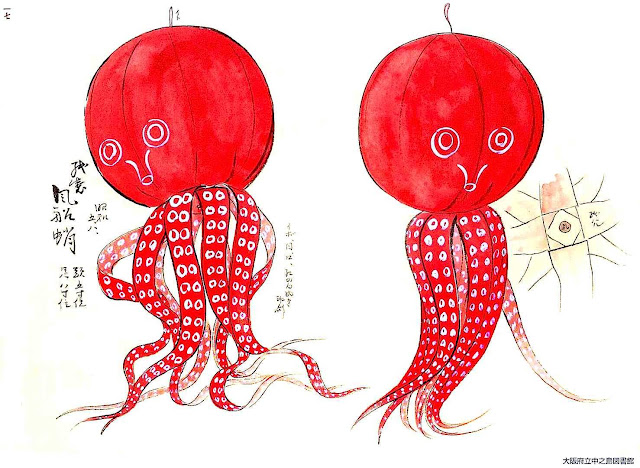 red paper octopus toys from 1900 Japan