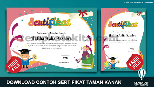 Download Contoh Sertifikat PAUD Pendidikan Anak Usia dini Word Coreldraw photoshop