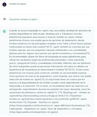 Ver información sobre hoteles en Japón con Copy.ai