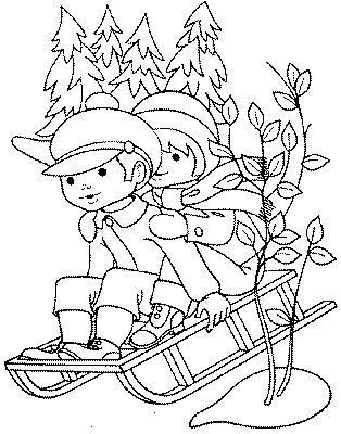 Winter Coloring Pages on Winter Sledding   Kids Coloring Pages    Disney Coloring Pages