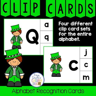 Alphabet Clip Card Center Easy Prep for Uppercase & Lowercase Leprechaun  Themed