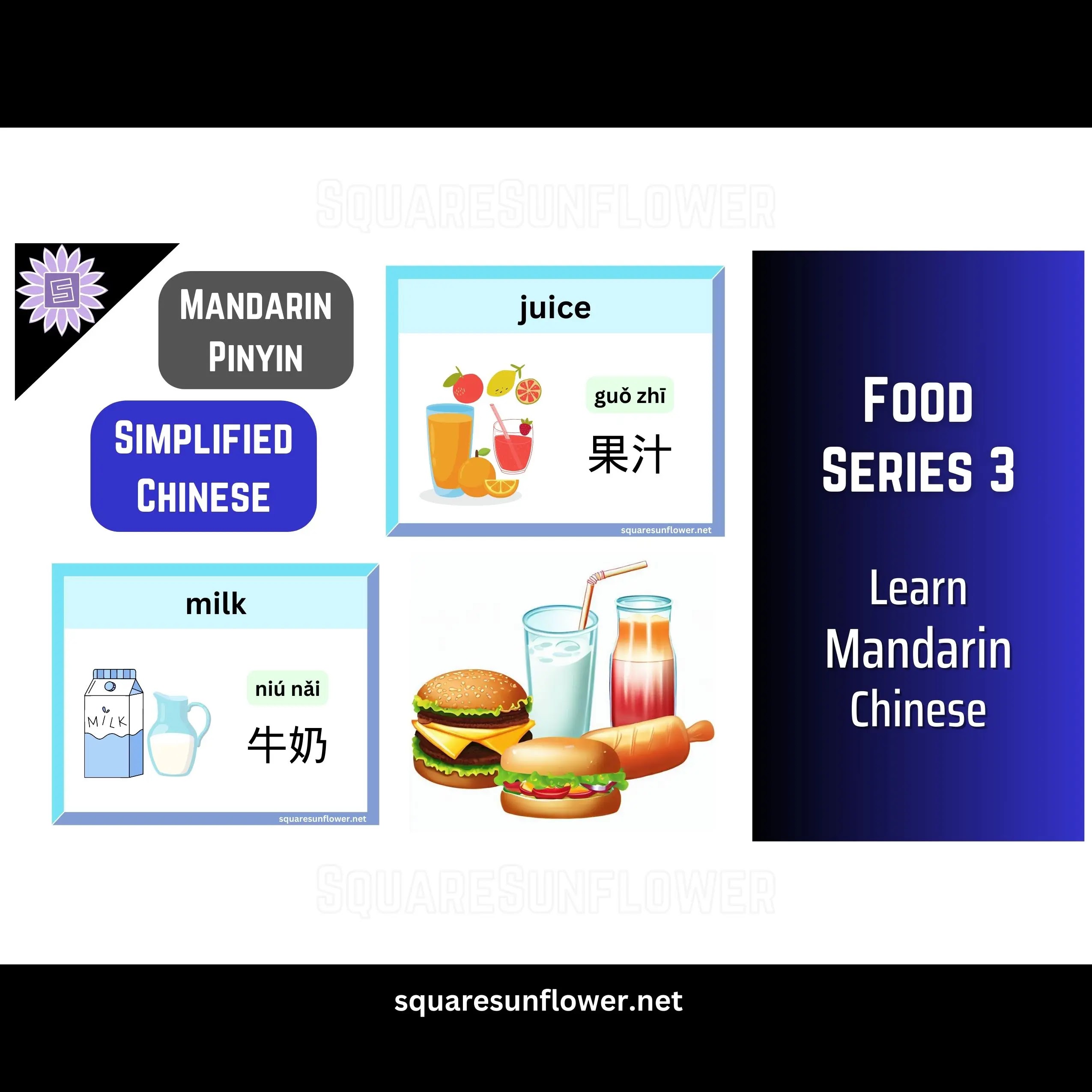 Learn Food Names In Mandarin Chinese and Simplified Characters