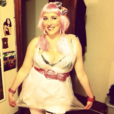 Bridget Eileen as a Slutty Trash Bag for a Plus Size Pin Up Style Funny Concept Costumes