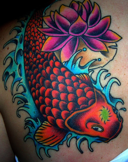 Colorful Koi Fish Tattoo Design