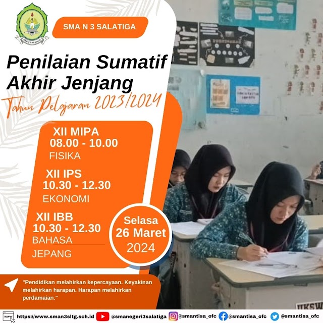 Penilaian Sumatif Akhir Jenjang Selasa 26/3/2024