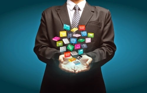 Colorful Application Icons In Hands
