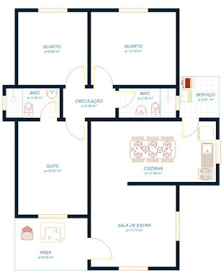 10 modelos de plantas de casa Grátis Tudo Construção - plantas de casas 2 quartos 1 banheiro sala e cozinha