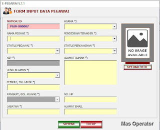 Download Aplikasi Data Pegawai Berbasis Excel