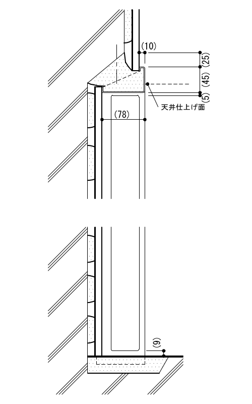 4-48-1　建具取合い：防火戸（180度開き）断面1