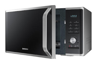 Samsung MS11K3000AS 1.1 cu. ft. Countertop Microwave Oven with Sensor and Ceramic Enamel Interior, Silver Sand