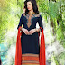 Designer black and orange semi stitched suit