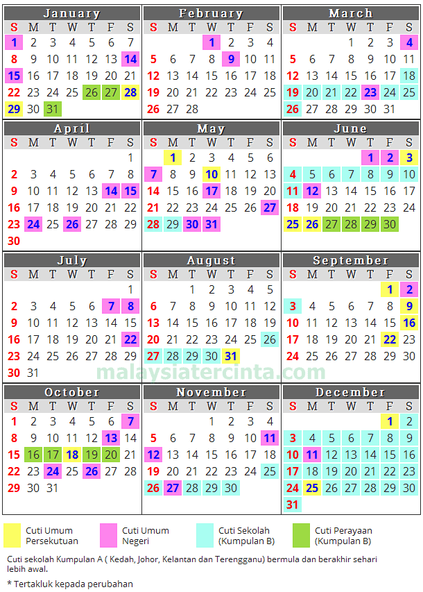 Kalendar Cuti Umum Dan Cuti Sekolah 2017