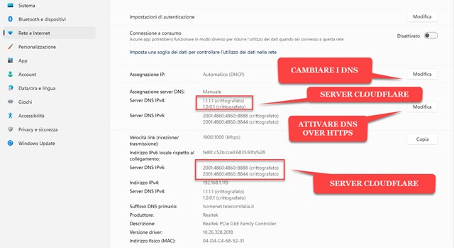 modificare i DNS su Windows