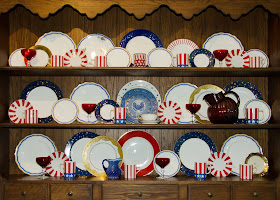 Hutch with vintage china porcelain plates