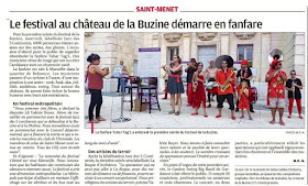 Article de presse La Provence 1er septembre le Festival de la Buzine du mercredi 30 Août au 2 Septembre 2017 au Château de la Buzine à Marseille