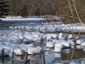 snow pillows on creek