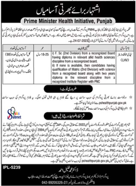 Latest LHV Jobs At Primary & Secondary Healthcare Jobs 2023