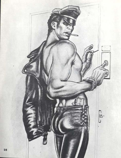 vintage gay art rent boy leather tight pants bare top muscles